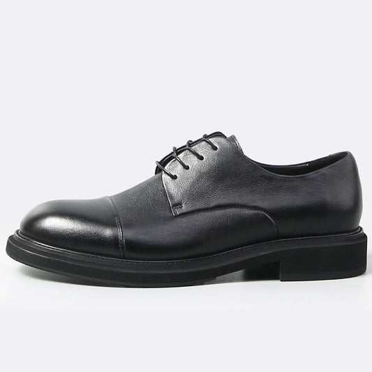 Men's Business European Version Derby Round Head British Men's Casual Leather Shoes