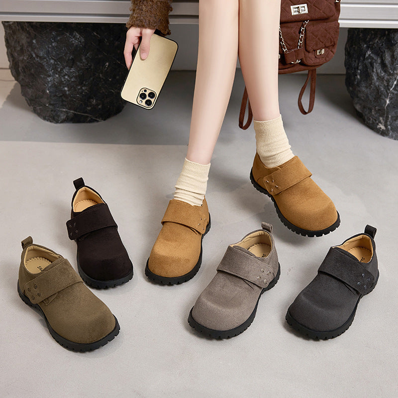Women's Hidden Big Head Derby Thick Bottom Belt Women's Casual Shoes