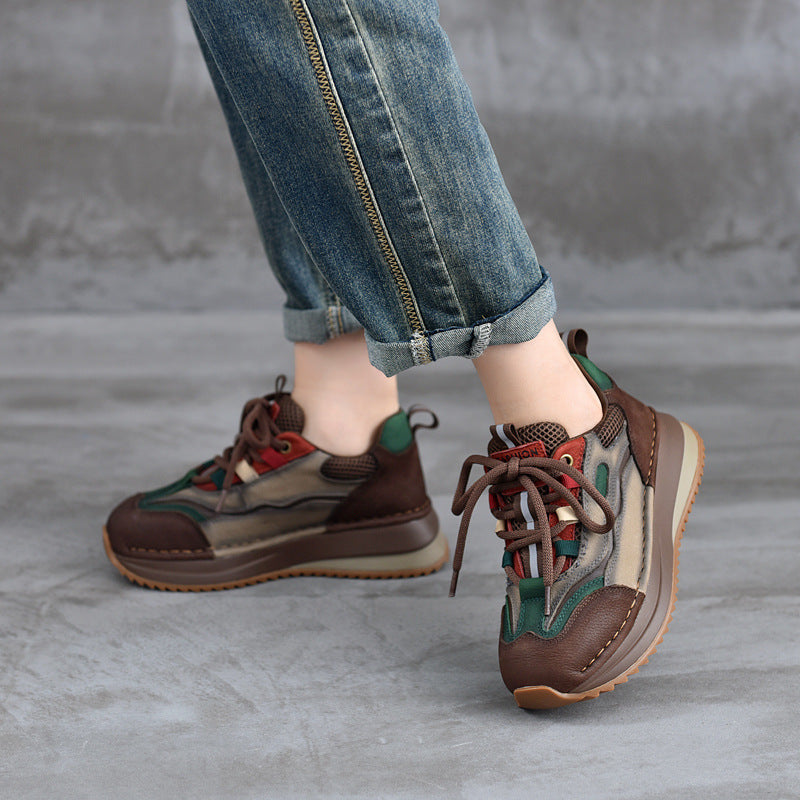 Replenishment Genuine British Style Platform Color Matching Women's Sports Shoes