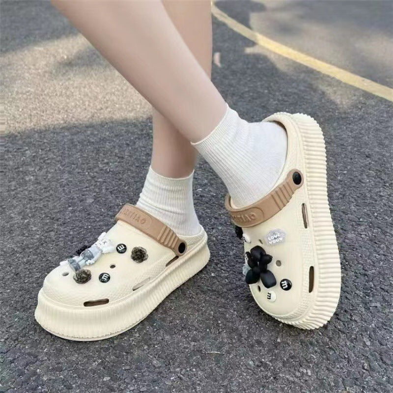 Beach Cartoon Cute Platform Two-way Summer Women's Shoes