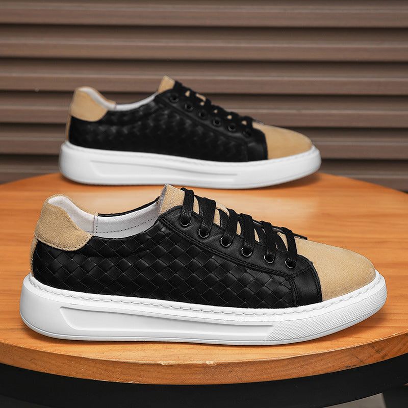 Men's Fashionable High-grade Sports Slip-on Thick-soled Woven Light Men's Board Shoes