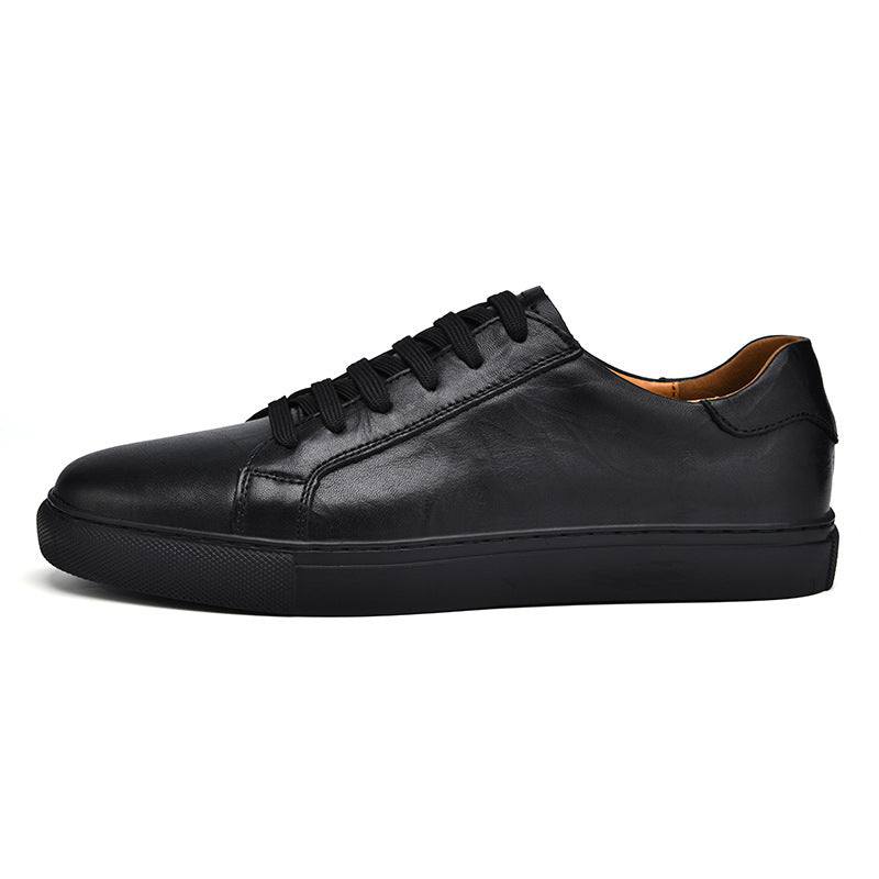 Men's First Layer Cowhide Fashion British Trend Low Business Men's Board Shoes