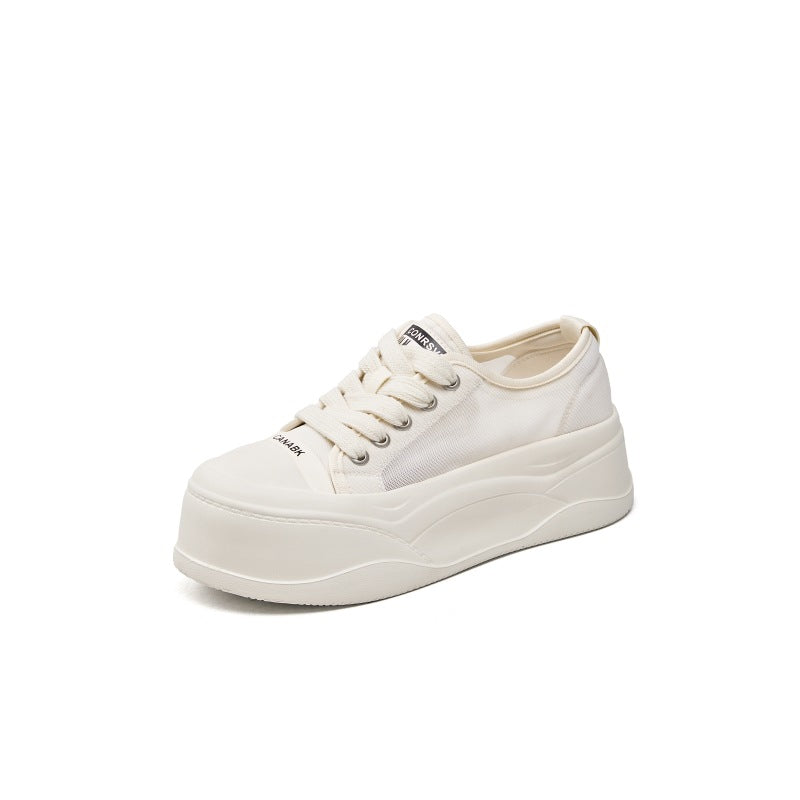 Women's Summer Mesh Breathable White Platform Korean Round Casual Shoes