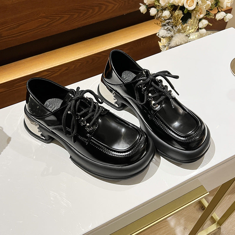 Jane British Style Authentic College Raise The Bottom Leather Shoes