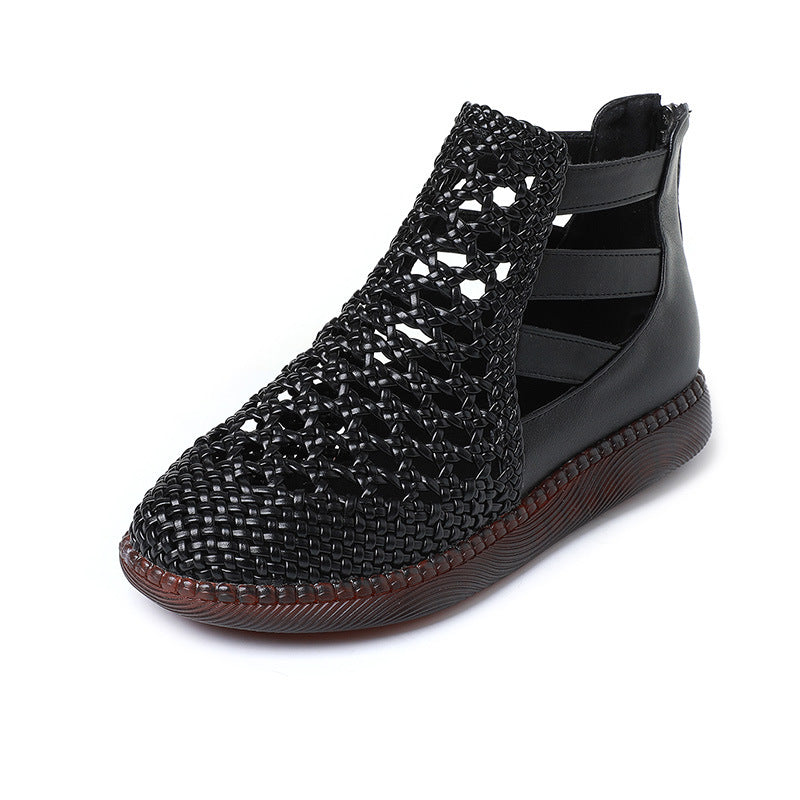 Women's Hollow Out Breathable Hole Pumps Comfortable Flat Soft Heels