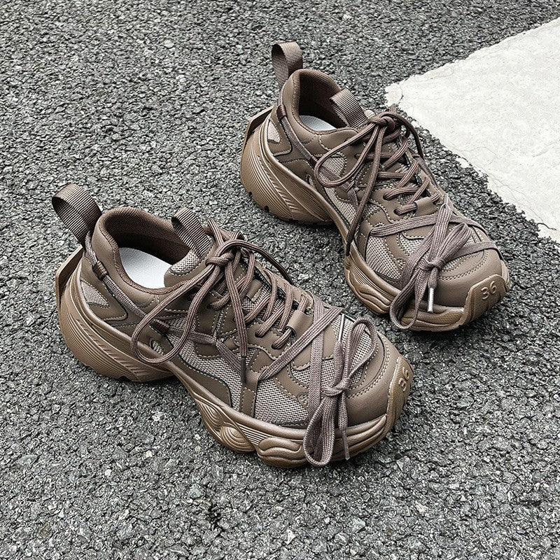 Women's Genuine European Goods Fashion Platform Lace Up Sneakers