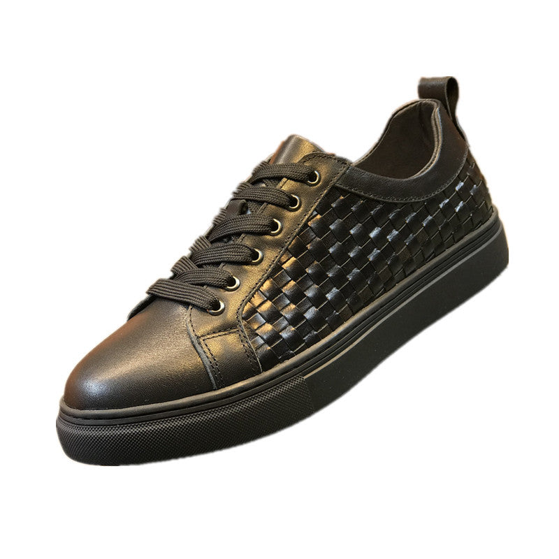 Men's Genuine Braided First Layer Cowhide Board Sneakers