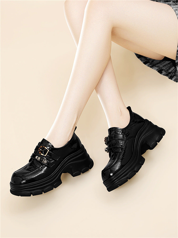 Women's British Style Retro Fashion Platform Height Increasing Mary Jane Loafers