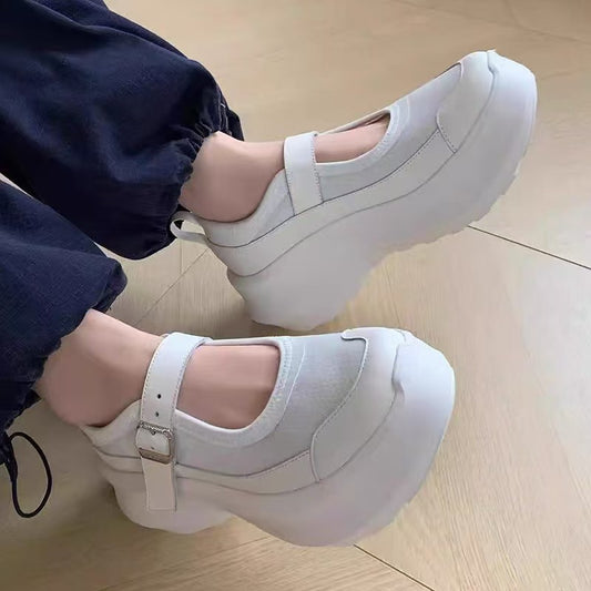 Women's Mary Jane Knitted Platform Height Increasing Vintage With Casual Shoes