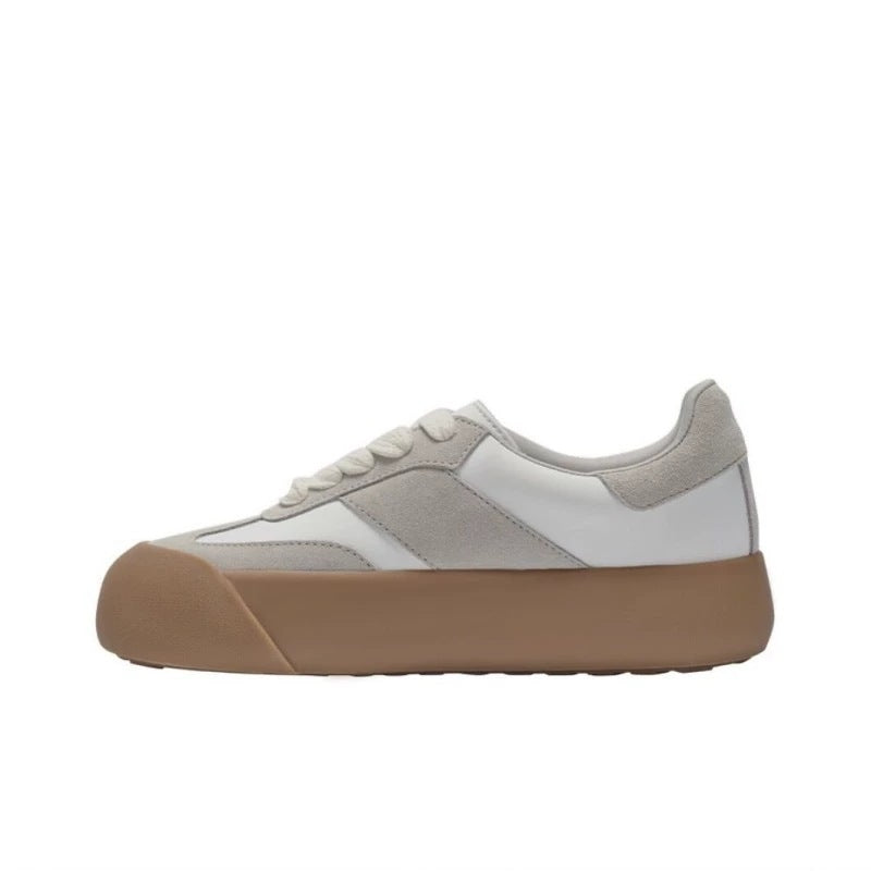 Women's Puffy White Pink German Training Platform Women's Casual Shoes