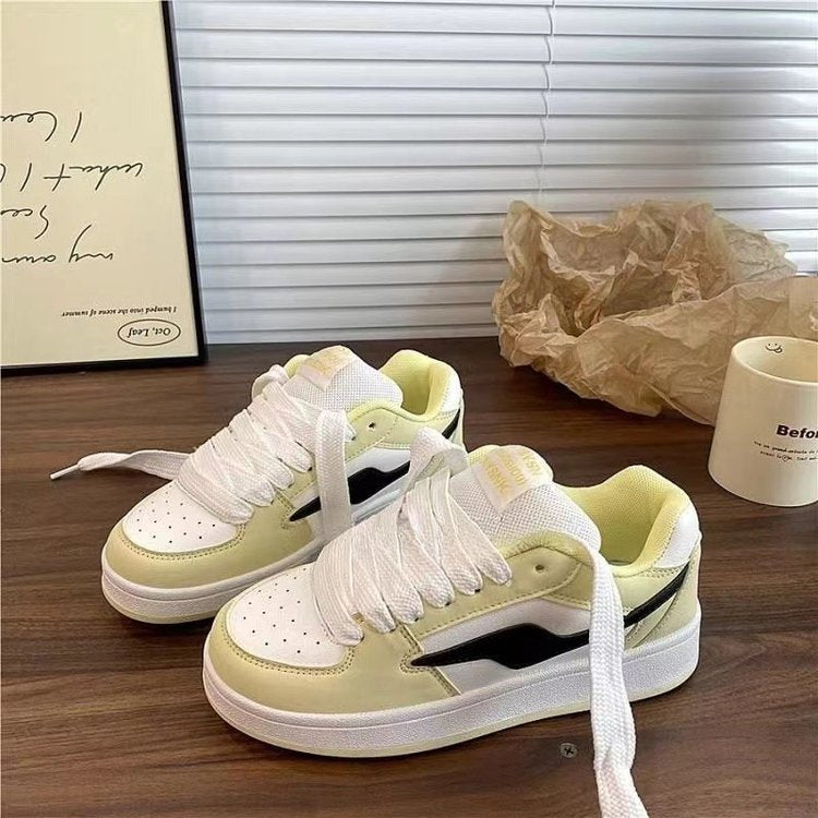 Female Light Yellow National Fashion Niche Bread Casual Shoes