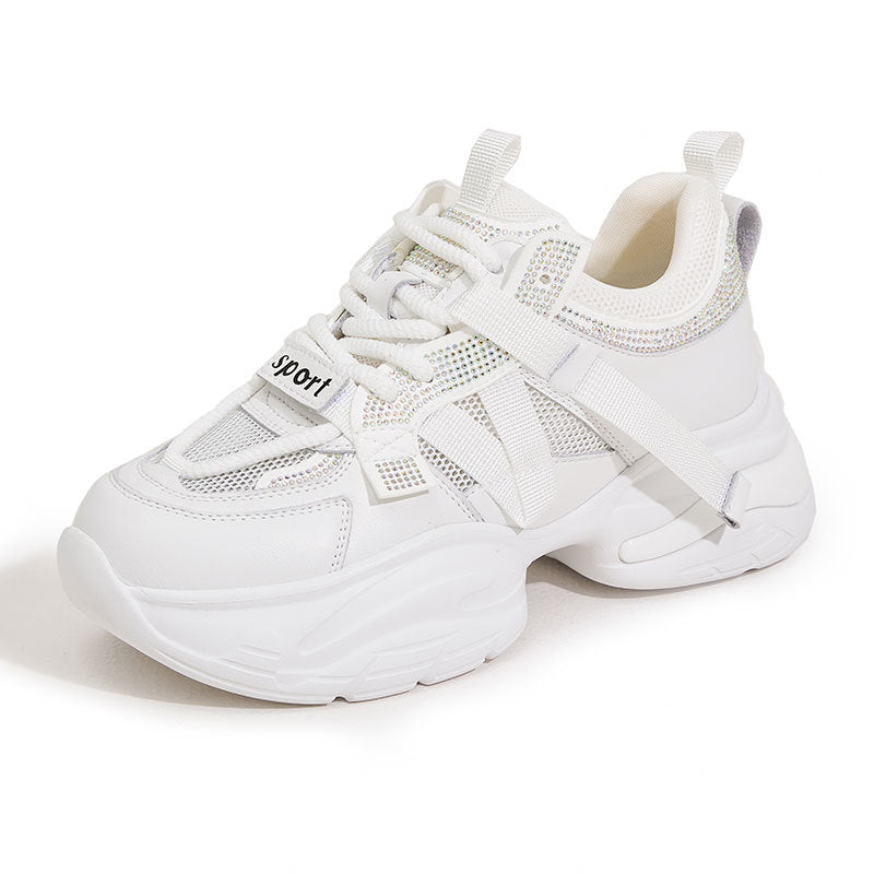 Women's Summer Platform Rhinestone Hollow Out Breathable Sneakers