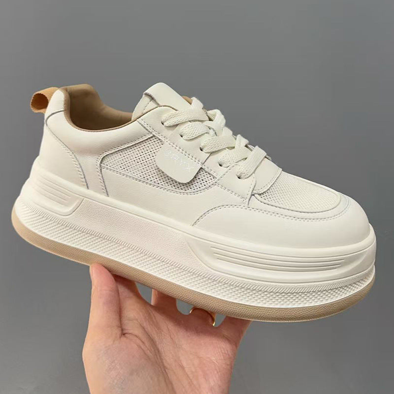 Women's White Spring Breathable Lightweight Muffin Increased Women's Casual Shoes