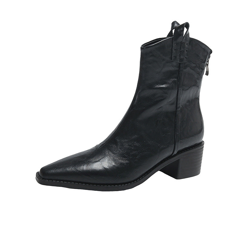 Fashionable Pointed Toe Cowboy Outdoor Design V Cut Soft Slimming Boots