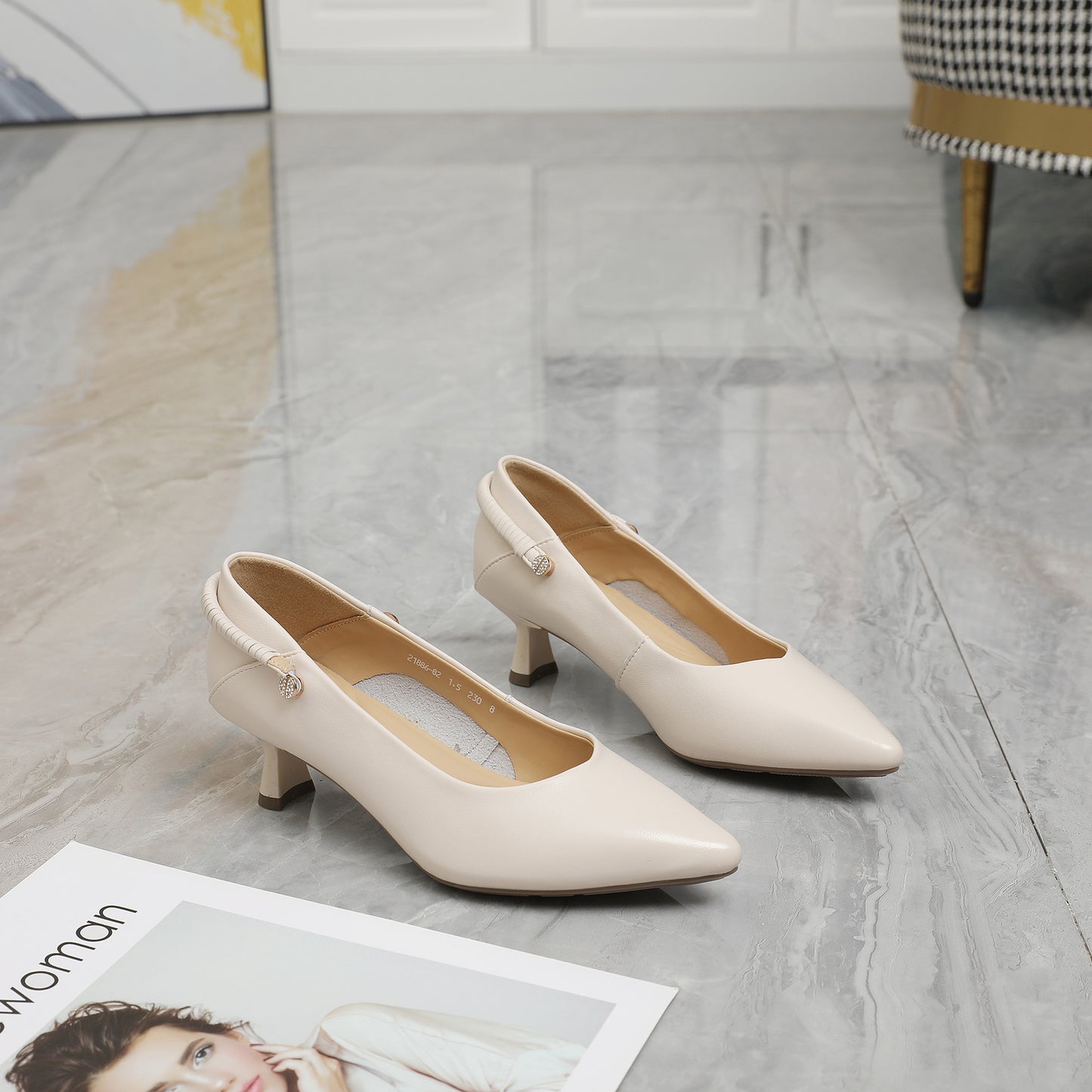 Women's Genuine Two-way Wear High Shallow Mouth Pointed Women's Shoes