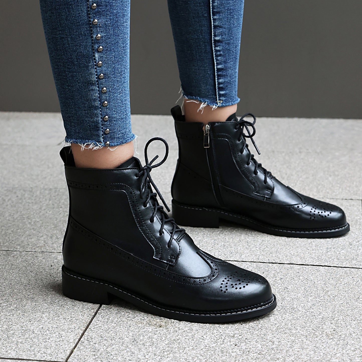 Large Size Spring Chelsea Vintage British Burnt Martin Women's Leather Boots