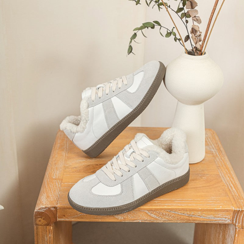 Women's Surface Fleece-lined Thick German Training Wool Sneakers