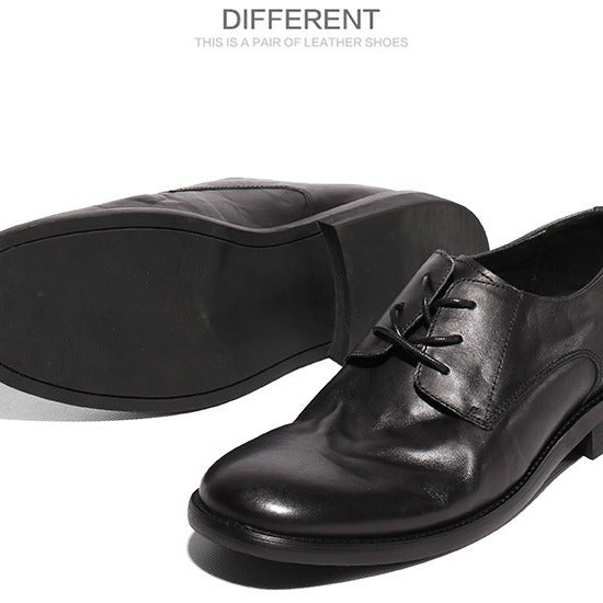 Men's European Size Round Toe First Layer Leather Shoes