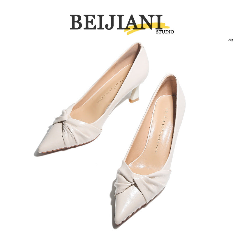 Women's Sheepskin Pointed Toe Twisted High Stiletto Women's Fashion Shoes