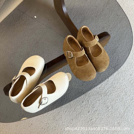 Women's Half Sugar Toast Mary Jane Thick Bottom Height Increasing Insole Women's Fashion Shoes