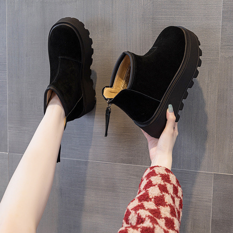 Women's Fleece-lined Platform Fashionable Temperament Short Warm Boots
