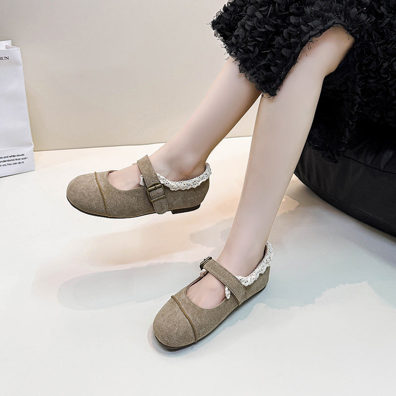 Women's Fat Feet Widened Fattened Plus Size Summer Suede Lace Women's Shoes