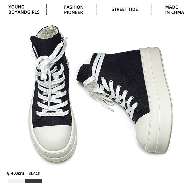 Women's & Men's Thick-soled Black Breathable Versatile Easy Wear Casual Shoes