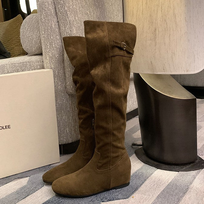 Women's Height Increasing Insole Pointed Round Head Boots