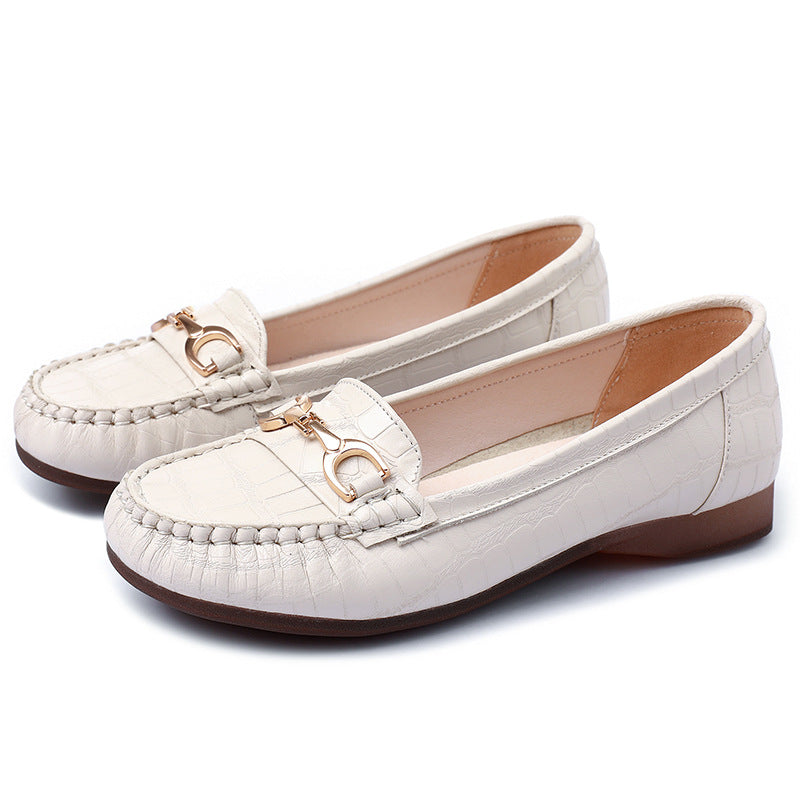 Color Metal Decorative Flat Bottom Pumps Low Casual Shoes