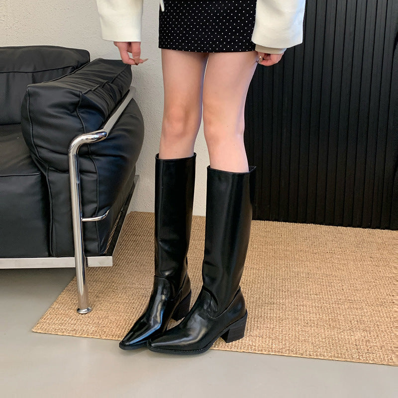 Long Female Tube Tail Soft High Stiletto Women's Leather Boots
