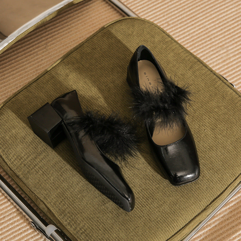 Sier High Female Square Toe Mary Jane Chunky Heels