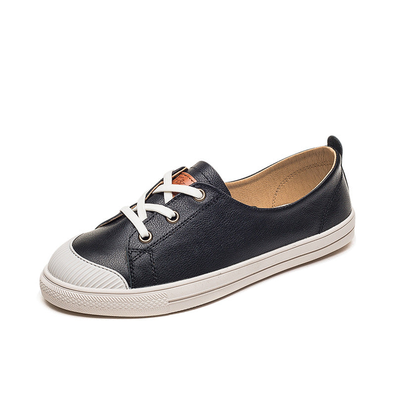 Trendy Genuine White Comfortable Muffin Flat Casual Shoes