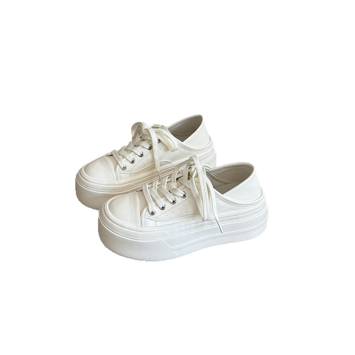 Women's Simple White Korean Style Small Platform Sneakers