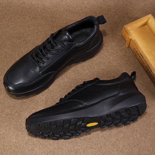 Popular Fashion Green Black Round Toe Leather Shoes