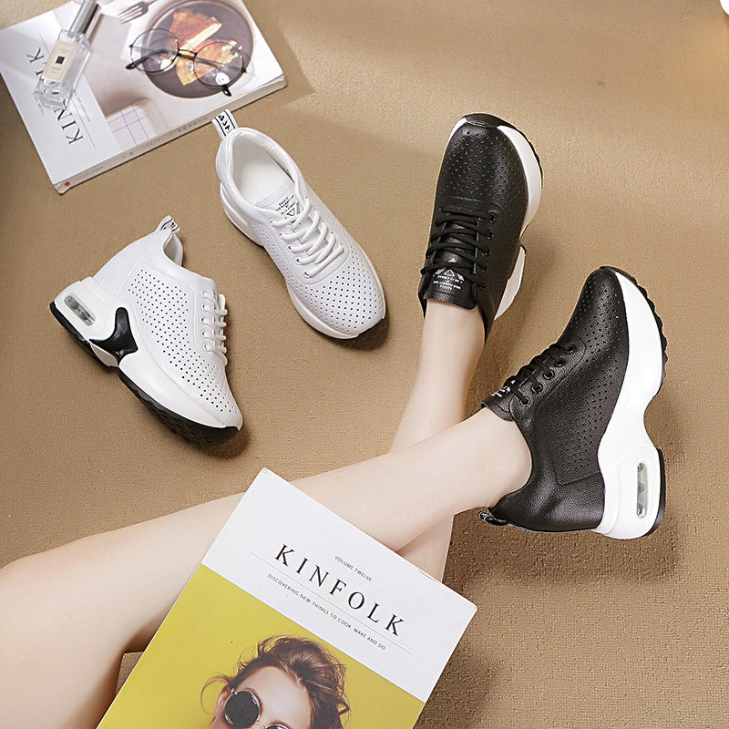 Women's Autumn White Small Height Increasing Insole Versatile Women's Casual Shoes