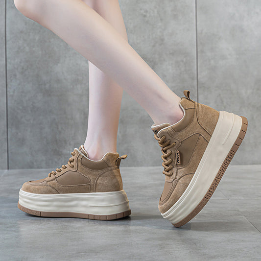 Women's Genuine Retro Autumn Platform Elevator Wild Sneakers