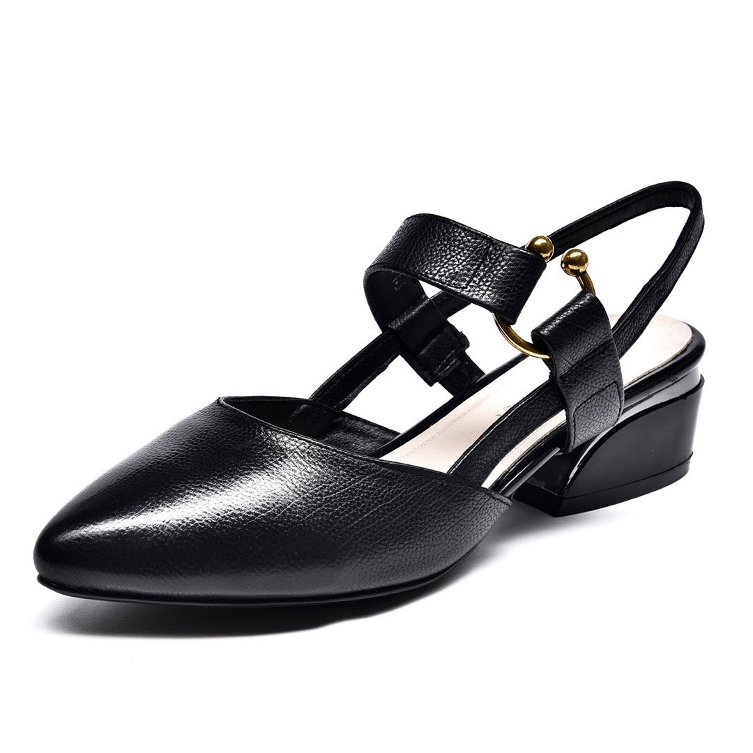 Women's Toe Summer Pointed Chunky Top Layer Flat Sandals