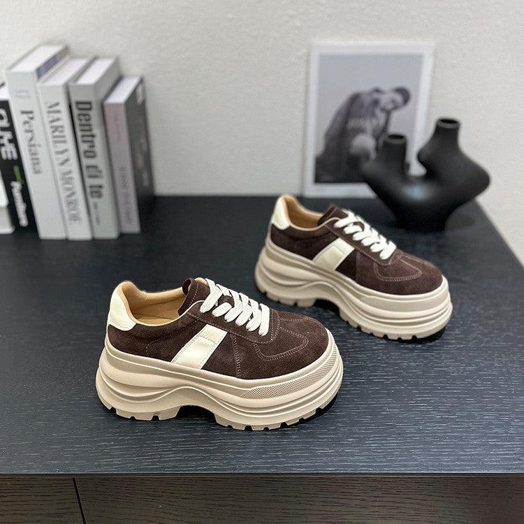 Women's Autumn Platform Round Toe Lace Color Women's Casual Shoes