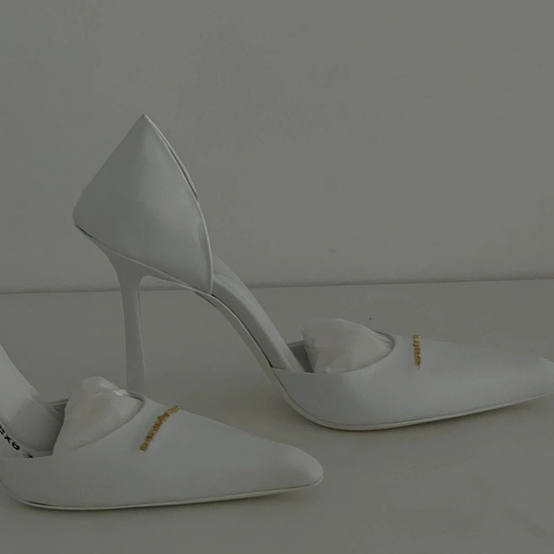 Women's Square Toe High Stiletto Sexy White Low-cut Women's Shoes