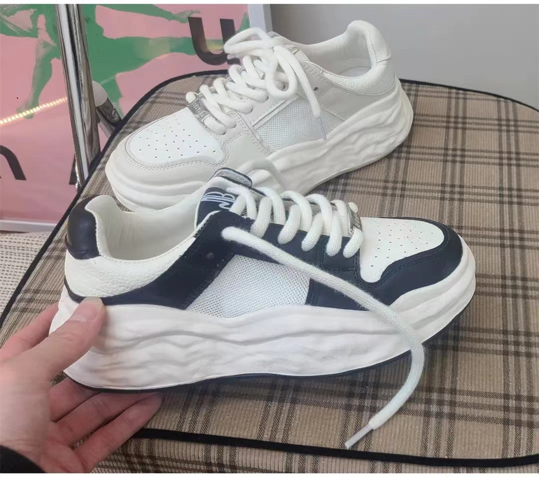 Women's Black White Panda Height Increasing Board Sneakers