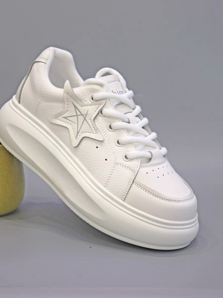 Women's White Sports Platform Height Increasing Bread Niche Women's Board Shoes