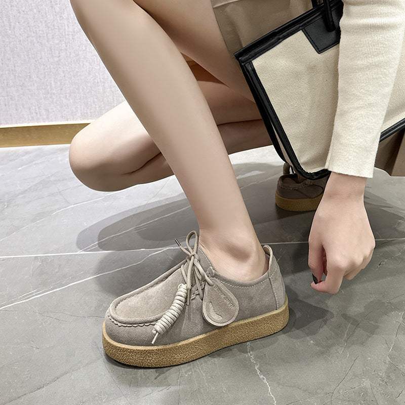Women's & Men's Couple Platform Kangaroo Biscuit Derby Retro Women's Sports Shoes