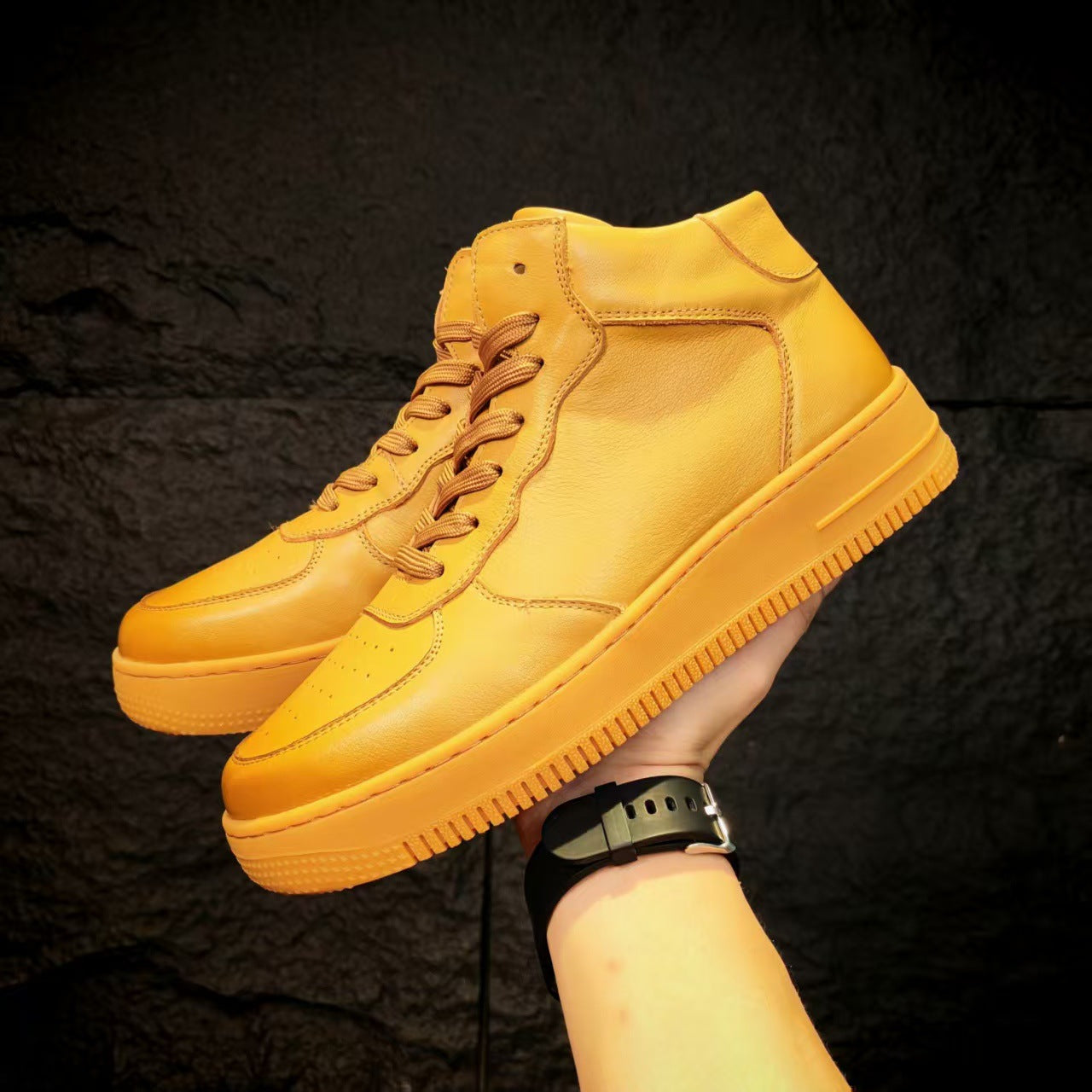 Layer Cowhide Air Force Breathable Platform Sports Height Casual Shoes