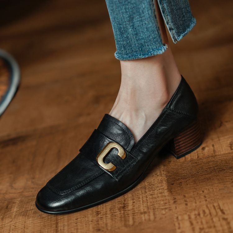 Women's Page Autumn Square Head Chunky High Women's Shoes