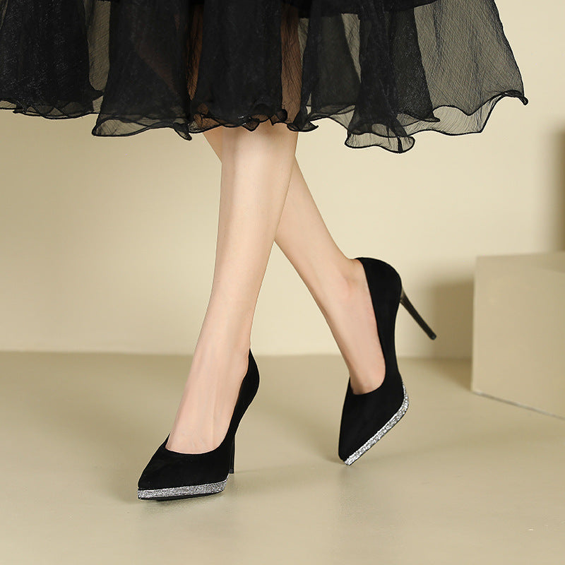 Women's Sexy French Style Waterproof Platform Rhinestone Winter Women's Fashion Shoes