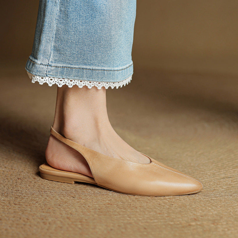 Women's Korean Pointed Toe Closed Beef Tendon Soft Bottom Large Size Sandals