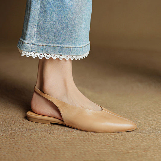 Women's Korean Pointed Toe Closed Beef Tendon Soft Bottom Large Size Sandals
