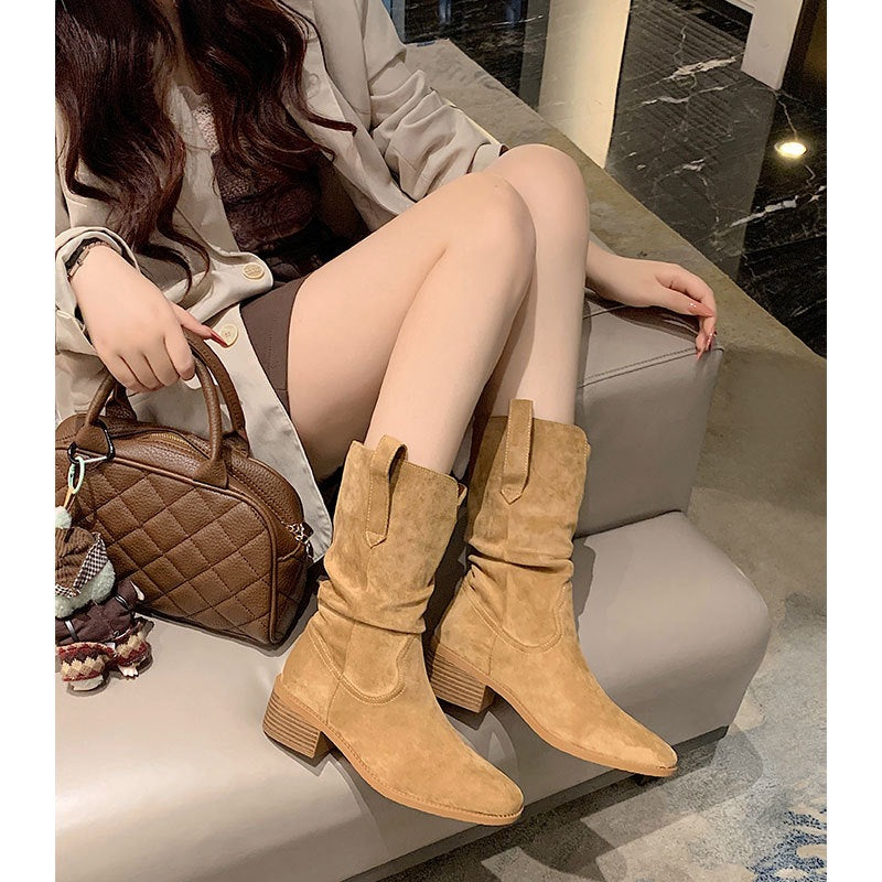 Women's Height Increasing Length Loose Socks V Cut Knee-high Thick Slimming Boots