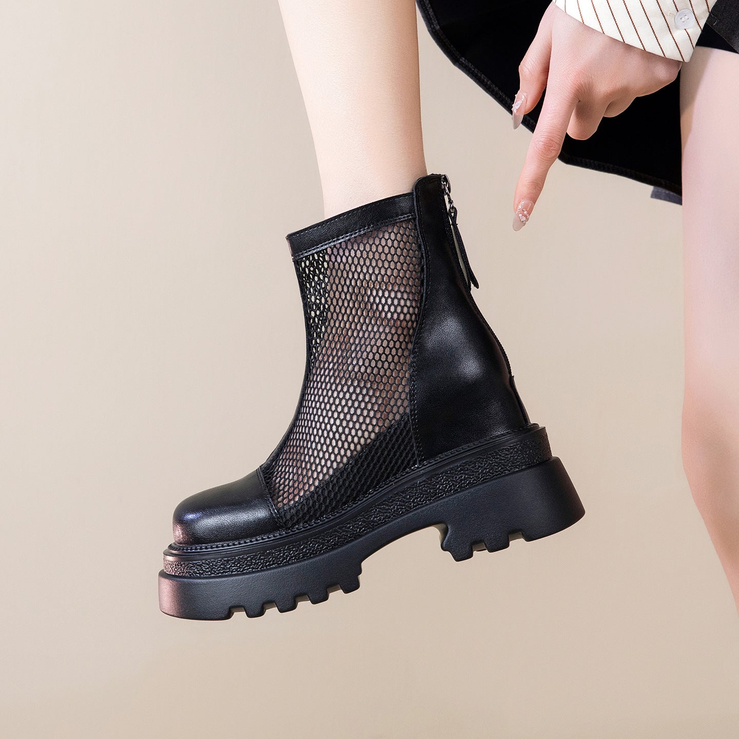 Women's Summer Short Thin Breathable Martin Versatile Women's Leather Boots