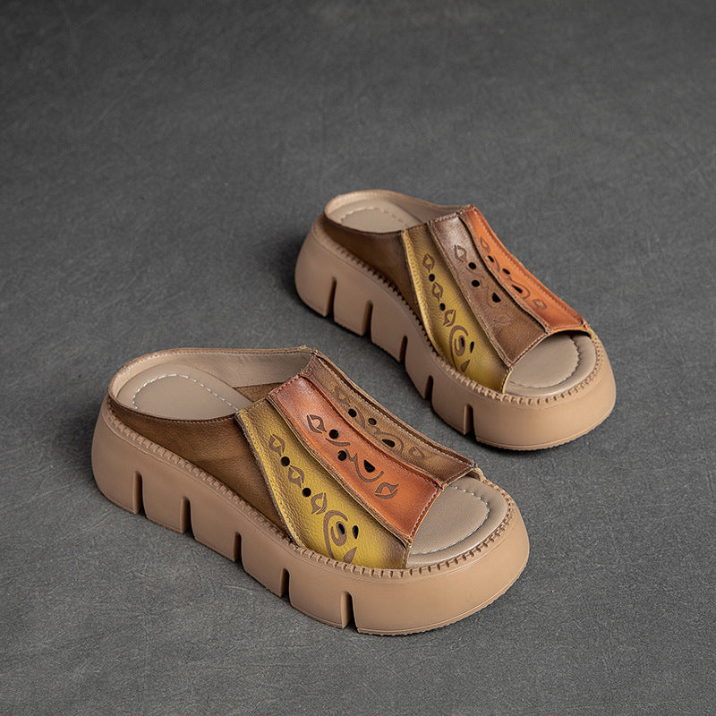 Summer Contrast Color Trendy Style Retro Platform Sandals